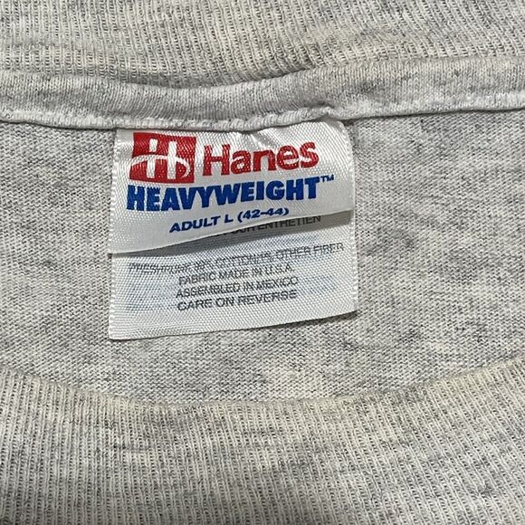 Vintage Adult Shirt Large Grey Rodeo Cowboy Up Riding Logo Hanes Heavyweight - Picture 3 of 7